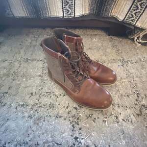 Crevo Trilby Men's Chestnut Leather and Canvas Lace-Up Boots